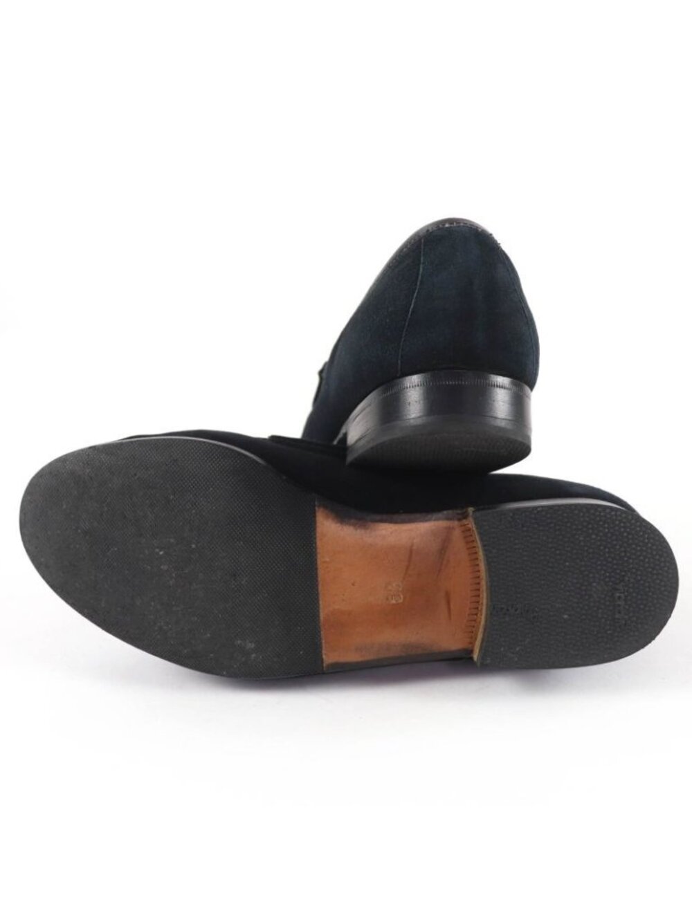 Gucci Vintage Horsebit Suede Leather Loafers Black Gold 6 - Picture 6 of 12